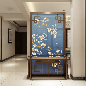 挡玄关实木屏风遮挡家用隔断墙装饰客厅移动现代简约座屏新中式