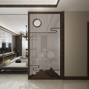 新中式实木格栅屏风隔断客厅入户玄关装饰墙简约现代卧室遮挡座屏