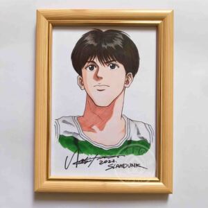 藤真健司 灌篮高手头像原画 非井上雄彦签名画 手绘 周边工艺裱画