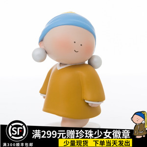 可米生活大艺术家戴珍珠耳环少女酒柜摆件圣诞装饰品创意手办礼物