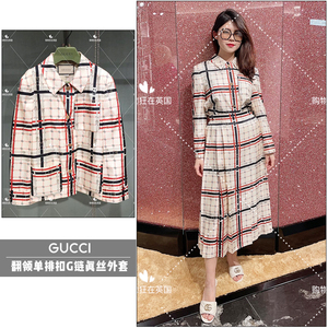gucci古驰 购物狂 22新款 女士翻领单排扣g链真丝夹克外套688983