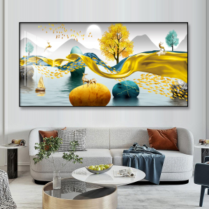 时来运转沙发背景墙挂画横版客厅玄关装饰画书房创意大气墙面壁画