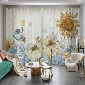 定制个性创意梵高艺术手绘油画客厅卧室书房飘窗向日葵画室窗帘布