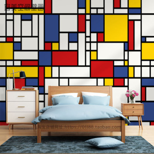 蒙德里安《红黄蓝的构成》抽象几何色块油画七九八油画23.