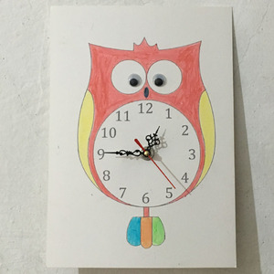 diy卡通猫头鹰时钟挂钟劳技作业闹钟手工小学生变废为宝手工制作