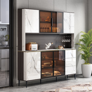 轻奢岩板餐边柜一体靠墙高柜家用厨房边柜备餐柜碗柜储物柜置物柜