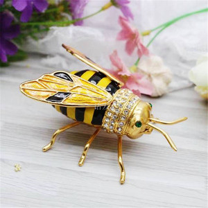 珐琅工艺品金属蜜蜂摆件首饰盒桌面小摆件蜜蜂饰品盒家居戒指盒
