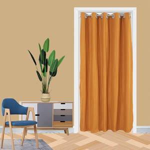 网红纯色布艺免打孔门帘北欧家用挡风空调隔断帘伸缩推拉简易窗帘