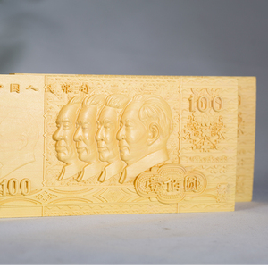 黄杨实木雕刻工艺品人民币文玩手把件男百元大钞装饰木雕摆件rmb