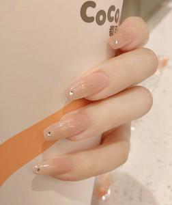 小红书同款清透裸色定制美甲水钻手工穿戴式拆卸新娘显白结婚甲片