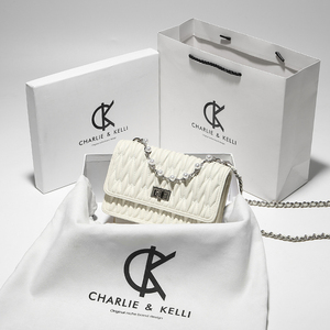 Charlie&Kelli正品包包女款2024新款小香风菱格链条包真皮斜挎包