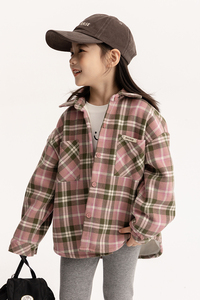 儿童韩版格纹加厚加绒冬季衬衫女童冬装新款洋气格子衬衣宝宝外套