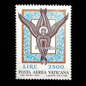 梵蒂冈邮票 1974年 航空 威尼斯圣马可教堂天使壁画 1全 雕刻版