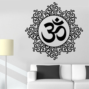 定制瑜伽馆装饰墙瑜伽房om符背景墙壁纸客厅卧自粘壁画书房墙贴画