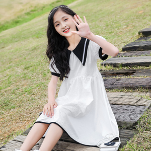 大童女装一米二三四五六年级七八九十岁小孩女裙子夏公主连衣裙粉