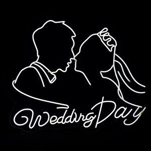 婚庆发光灯婚礼新人剪影情侣发光头像亚克力霓虹灯带背景装饰布置