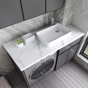 定制阳台岩板洗衣柜陶瓷台上盆太空铝组合一体柜洗手台脸盆小户型