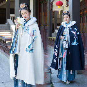 古代服装女汉服仙女樱花超仙中国风学生冬季加绒加厚保暖斗篷披风