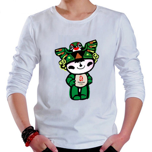 北京奥运会福娃长袖t恤纪念演出衣服动漫休闲童款纯棉夏装可定制