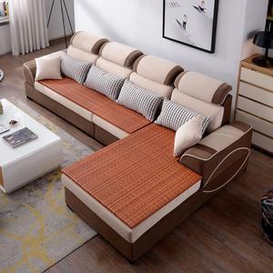 可拆洗布艺沙发大小户型冬夏两用L型藤板组合沙发家具3/3.2/3.6米