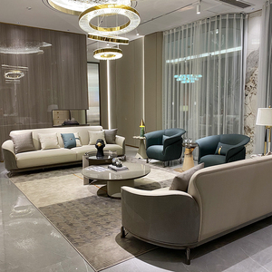 意式极简轻奢沙发真皮后现代牛皮沙发别墅样板房全屋定制家具工厂