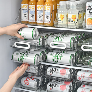 冰箱饮料可乐收纳架双层易拉罐啤酒冷藏架厨房桌面自动滚落整理架