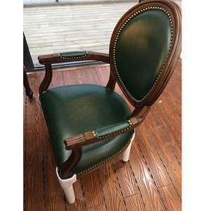 美式复古做旧餐椅酒店咖啡椅实木橡木椅子欧式餐厅扶手靠背书桌椅