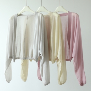 夏季奶茶系莱赛尔慵懒风宽松廓形蝙蝠袖针织长袖防晒空调女开衫