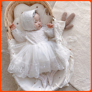 韩国女宝宝满月礼服夏装新生婴儿百天周岁连体衣春秋公主裙包屁衣