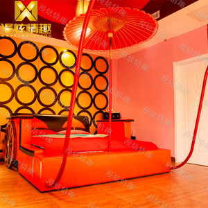 仿古马车床架子床情侣宾馆电动床主题酒店水床漫炫情趣家具震动床