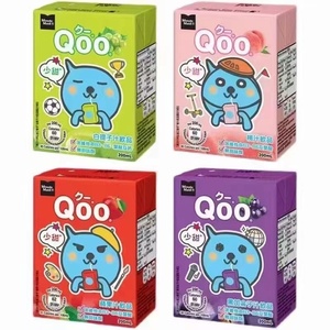 香港进口Qoo酷儿苹果汁/蜜桃/白提子/黑加仑儿童饮料200ml*6盒