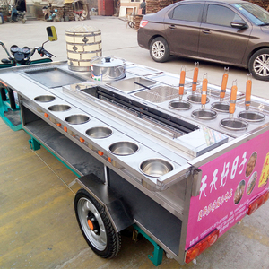 定制电动三轮麻辣烫小吃车铁板烧多功能流动早餐车摆摊不锈钢油炸