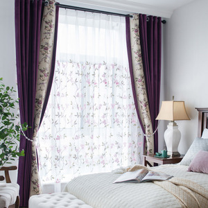 韩式温馨甜美公主风少女心房间卧室遮光窗帘浪漫紫色欧式小奢华