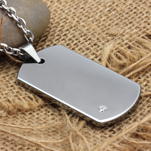 钨金军牌挂件项链男刻照片吊坠女刻字身份牌军牌项坠配钛钢链子潮