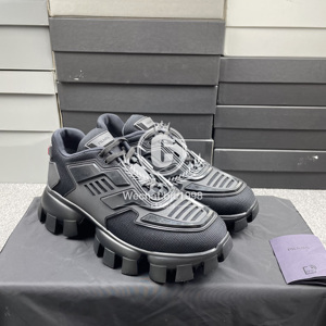 包冠希prada普拉达黑红色白色锯齿轮胎底厚底运动鞋老爹鞋