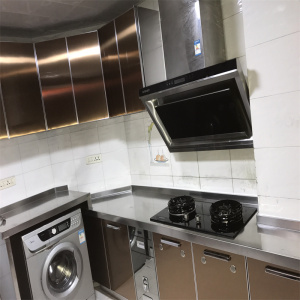 重庆整体厨房厨柜304不锈钢台面定制小户型灶台橱柜一体式整套