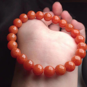 天然缅甸a货翡翠 红翡手链 色泽艳丽8mm男女通用款
