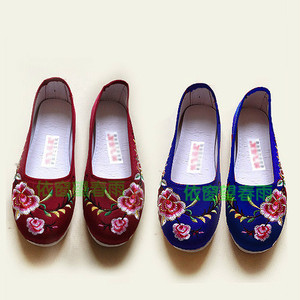 老北京方口女寿鞋单鞋脚踏莲花女款寿鞋 寿衣寿鞋寿被寿帽