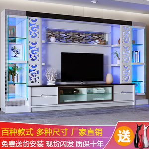 电视柜背景墙柜组合现代简约酒柜地柜大小户型客厅整体家用影视墙