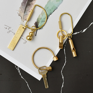 北欧创意纯铜钥匙扣金色黄铜实心挂件葫芦挂坠个性金属情侣钥匙圈