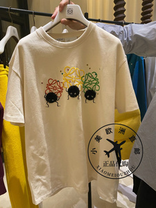 loewe/罗意威 22新款 千与千寻联名 彩色刺绣字母t恤男煤球短袖女