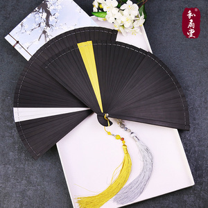 中国风全竹扇子雕刻镂空日式古风男女士折扇手工金银色小巧舞蹈扇