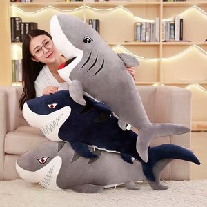 卡通大鲨鱼Q版凶猛鲨鱼公仔毛绒玩具抱枕靠垫枕头布娃娃生日礼物