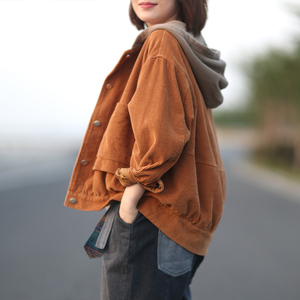 休闲条绒上衣女