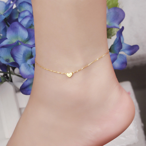 脚链女18k金彩金脚链女玫瑰金正品au750脚链18k黄金脚链韩版爱心