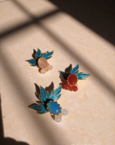 汉服配饰鹅毛仿点翠发夹发簪金鱼头饰