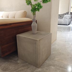 美式复古工业风水泥边几小户型客厅清水混凝土茶几样板房方形角几
