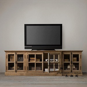 法国家具法式乡村橡木实木电视柜美式实木复古做旧电视柜定做