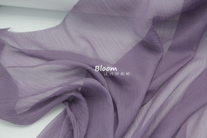 垂感半透明 茄紫色竖纹肌理双绉褶皱雪纺纱布料 连衣裙汉服面料
