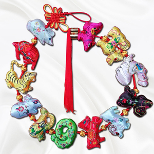 中国传统手工刺绣十二生肖串送老外礼品民间特色礼物家居装饰挂件